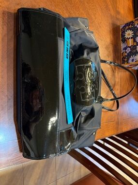 Tory Burch Black Nylon Tote with Patent Trim